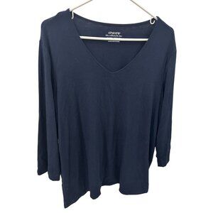Chico's The Ultimate Tee 3/4 Sleeve Navy Blue Size XL